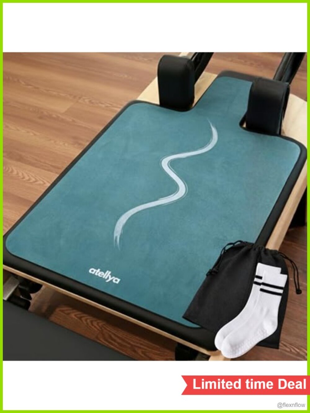 Pilates Reformer Mat 3-in-1 Set Non Slip with Socks & Bag Lightweight